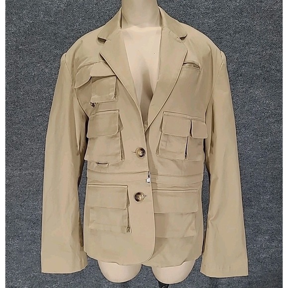 RTA Utilitarian Blazer White Pepper Beige Pockets Women's Size 10 - Picture 14 of 16